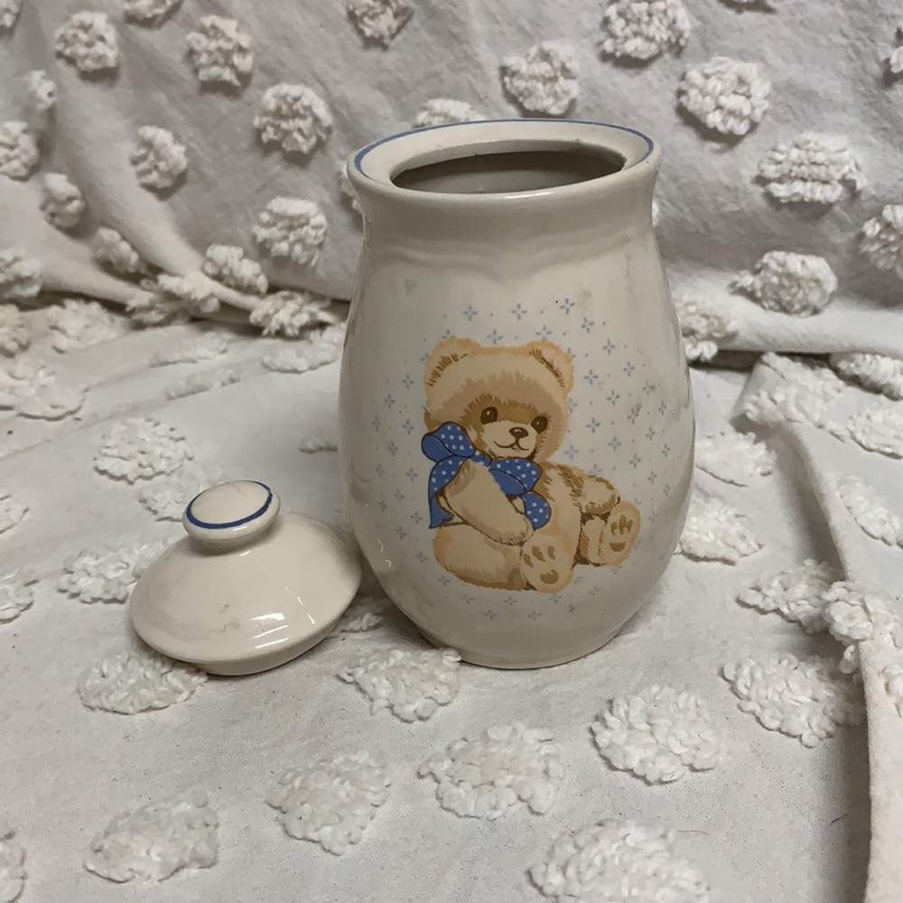 Vintage Tienshan Stoneware Teddy BearCondiment Jar - Picture 2 of 4